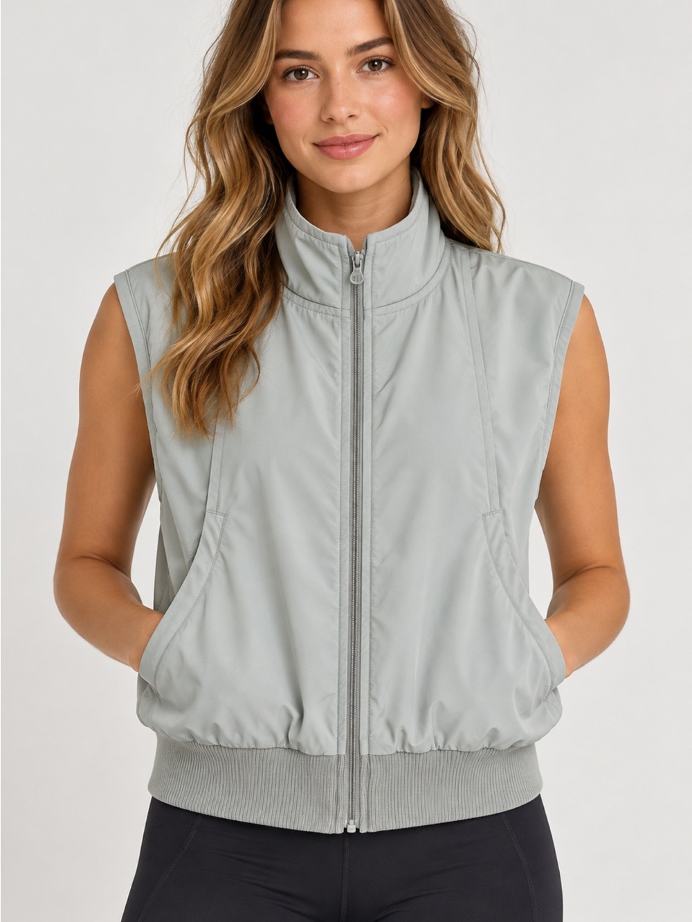 Alo Yoga In Motion Vest Small Gray Full Zip Fleece Lined Athletic